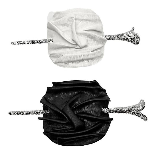 Håndlaget teksturert lær hårklipp Retro temperament hodeplagg nisje design mørk stil hårtilbehør hårklipp (2 stk)