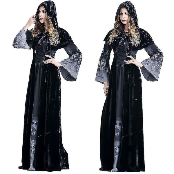 Keskiaikainen renessanssin hupullinen viitta naisten kammottava hieno puku S