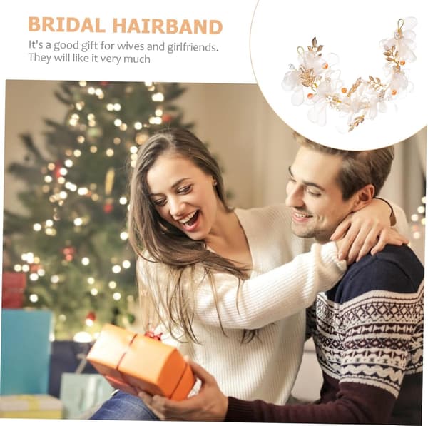 Perlekrystallhårbånd for bryllupsbrudehårbånd Blader Brudepikehodeplagg for blomsterpike