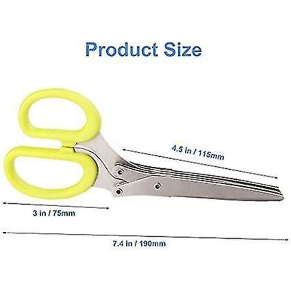 Køkken Saks med 5 Blade i Rustfrit Stål