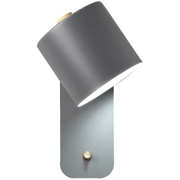 Macaron Vägglampa E27 Rotationsbar Grå Med Glödlampa