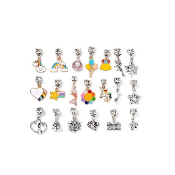 DIY Charms Armbåndsfremstillingssæt med Afstandsperler, Vedhæng og Tilbehør Coloured