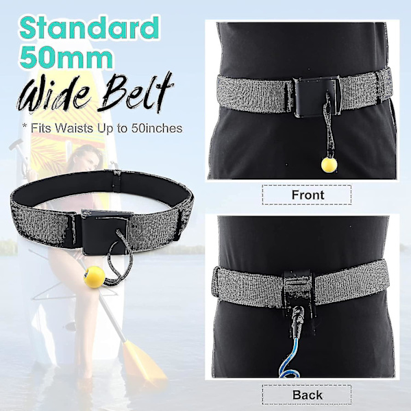 Sup Midje Bälte, 50mm Bredd Justerbart Snabbspänne Midje Bälte Rem Anslut Surf Koppel För Stand Up Paddleboards Vattensport Säkerhetsutrustning (svart1