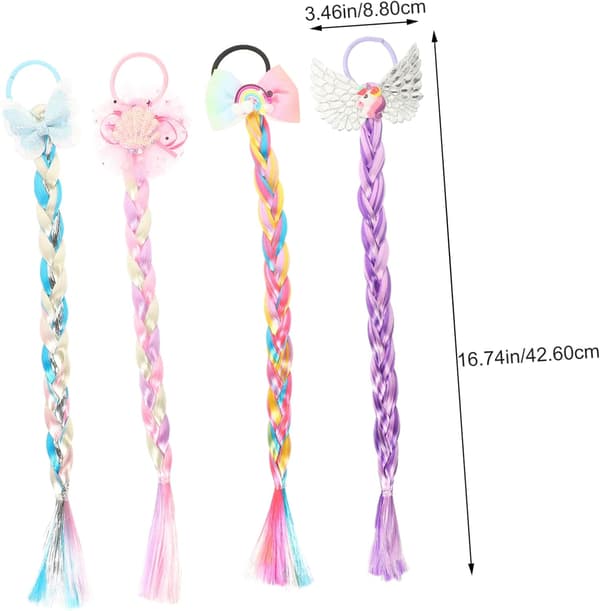 4st Barn Flätade Peruk Hårrep Hårband Elastiska Band Färgglada Flickaccessoarer för Hästsvans och Flätor