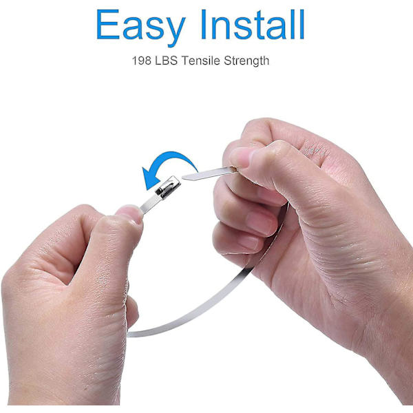 100 stk 11,8 tommer rustfritt stål låsbare kabel metall zip-ties