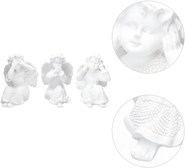 3 stk. gipsengelstatuesett for skrivebordsdekor og husholdningsbruk