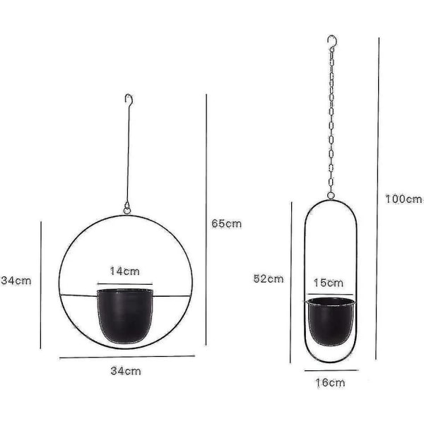 Hanging Planter Black Metal Hanging Planter Hanging Planter 16cm Hanging Planter Wall Hanging Plant Succulent Garden Outdoor Indoor