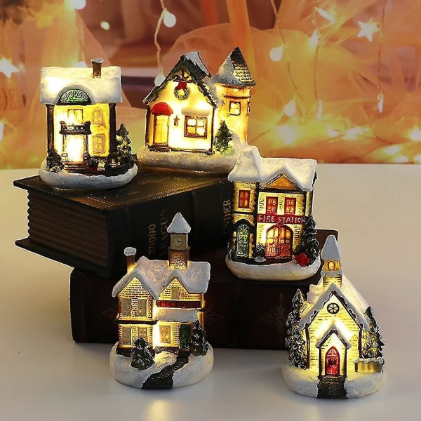 Julepynt Lysende Harpiks Lite Hus (b Stil)