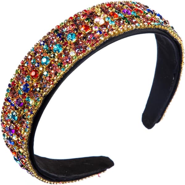 Färgglad Rhinestone Bred Hårband för Kvinnor, Mode Håraccessoar