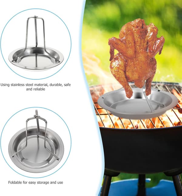 Grillkyllingstativ Bærbart Campinggrillstativ Rustfrit Stål Multifunktionelt