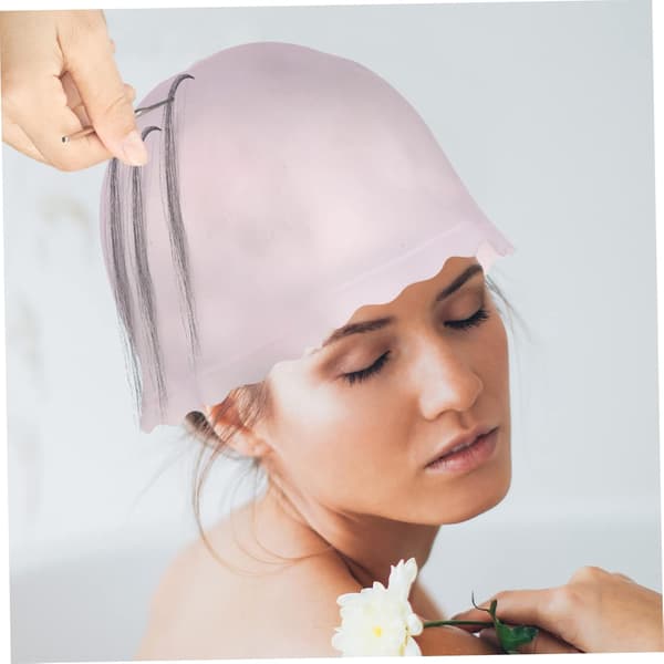 Silikon hårfargehette Hårstriperhette Rosa Semi- for salongfrisørutstyr