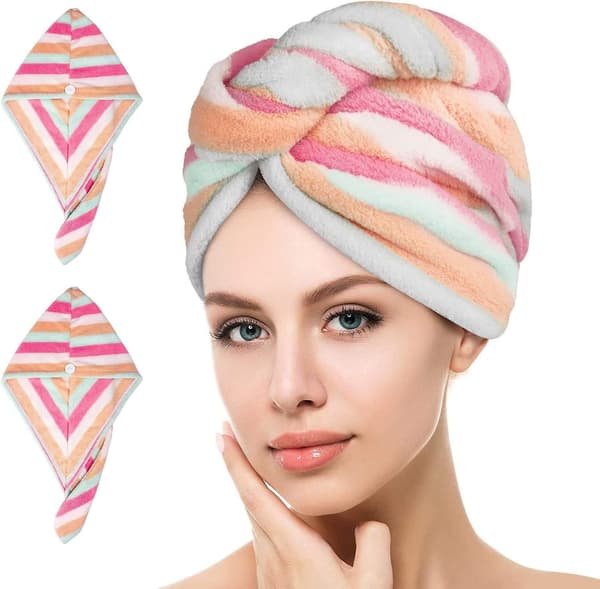 Hårhåndklæde Turban Wrap 2 Pak Microfiber Hurtigtørrende Hårhåndklæde Wrap