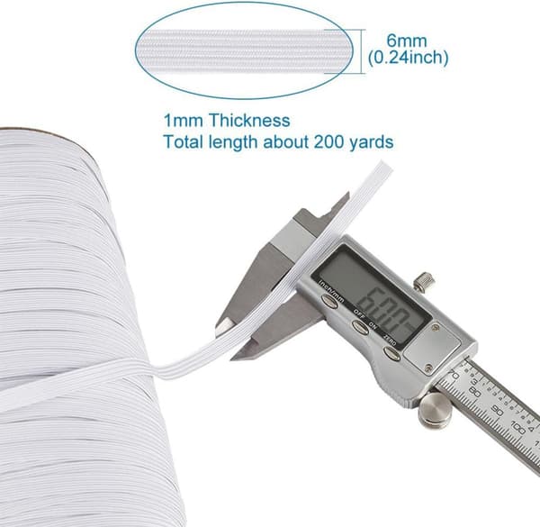 180m rull hvit polyester elastisk klesbånd for sying, 5mm flatt stretchbånd
