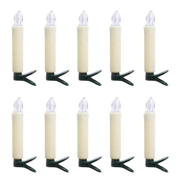 Joulukuusikoristeet, 10 kpl Clip-on kynttilänvalot, lämmin valkoinen, liekettömät kynttilät kaukoajastimella, joulu led Ca