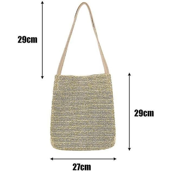 Halm Clutch Handväska Kvinnor Väva Axelremsväska