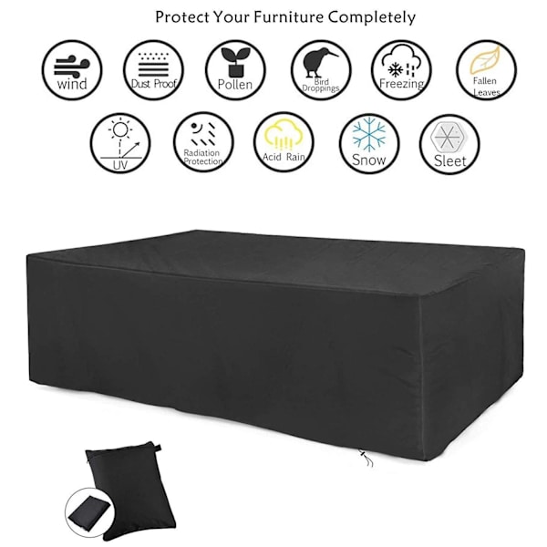 Vattentätt trädgårdsmöbelöverdrag i svart 250*250*90CM