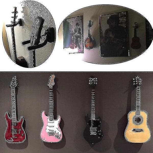 Gitarrväggfäste, Gitarrhängare Väggkrok Fäste Stativ Svart Display Med Skruvar Passar Alla (2st, svart)