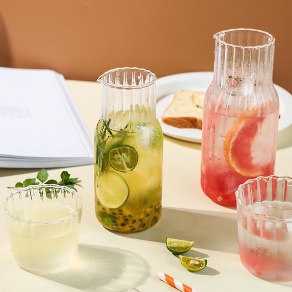 4 stk. Vannkaraffel Glassflaskekoppsett Drikking Soverom