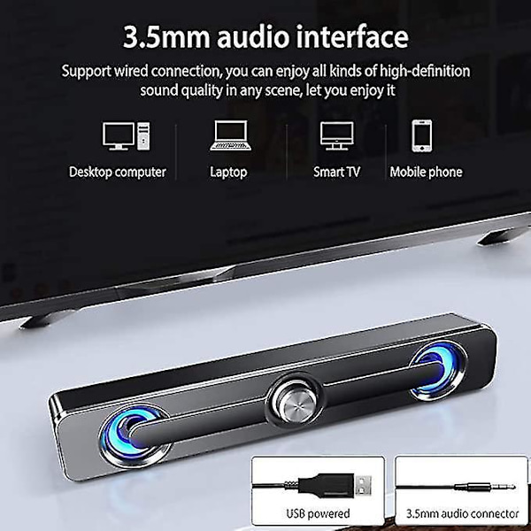 USB-högtalare Trådbunden PC 9D Stereo Ljudfält Desktop Audio Ljudfält