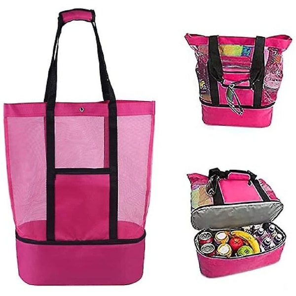 Oppbevaringspose Piknik Strandpose, Dobbel Mesh Strand Piknikpose Ispose Isolasjonspose