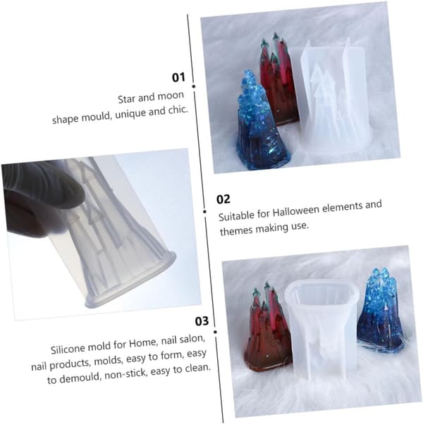 3D Slott Silikonform for DIY Krystall Epoxyharpiks, Matkvalitets Silikon, Detaljert Slottform