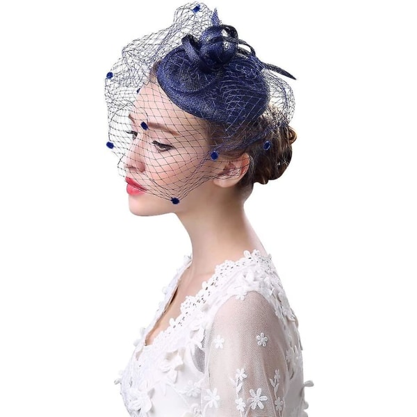 Dames Fascinator Hat med Slør Bryllupshat Partyhat Pillbox Hat Bowler Hat Mini Top Hat