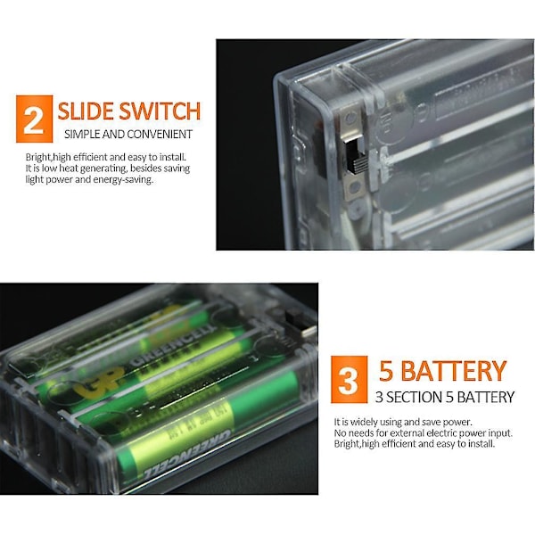 5m 50 LED 3AA Batteri Sølvtrådstrenglys Feelygter