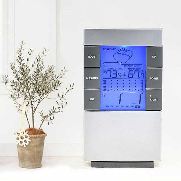 Digital LCD Termometer Hygrometer Inomhus Temperatur Luftfuktighet Klocka