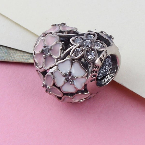 Sølv Poetiske Blooms Zircon Flower Bead Armbånd Gave