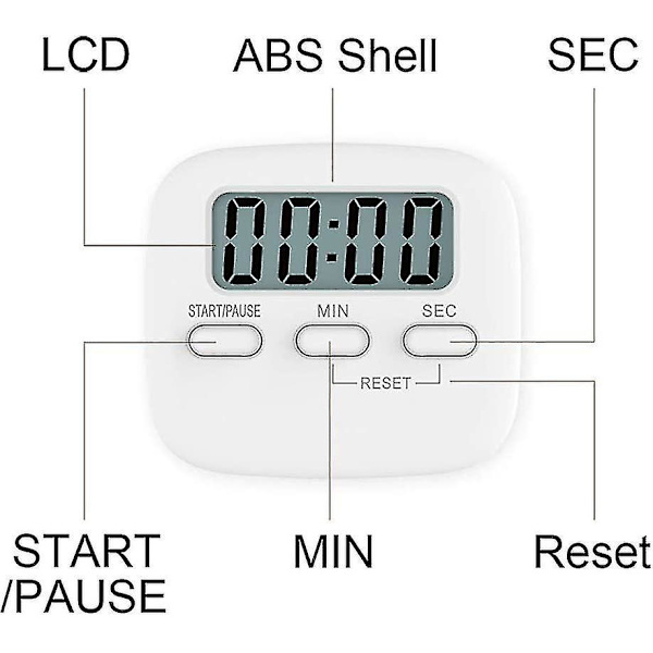 Køkken Timer, Digital Køkken Timer Magnetisk Nedtællings Stopur Timer