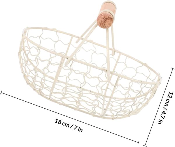 Trådfruktkurv med trehåndtak Original rustikk design Multifunksjonell Ikke-rustende oppbevaringskurv