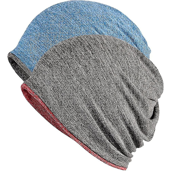 Hatt for menn og kvinner i bomull, avslappet beanie, myk og lett løpehatt, kort hatt for voksne, kjemisk hatt, avslappet hatt Red*blue