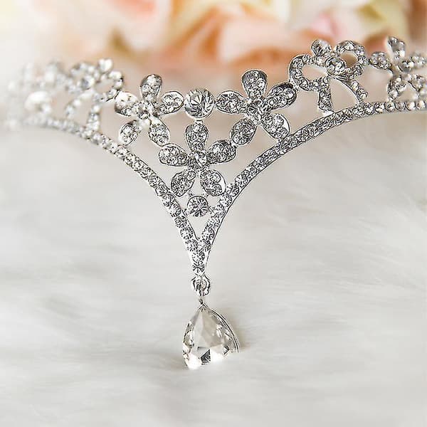 Bryllupskrone Hodebånd Tiara med Krystallblomsterdekor for Kvinner