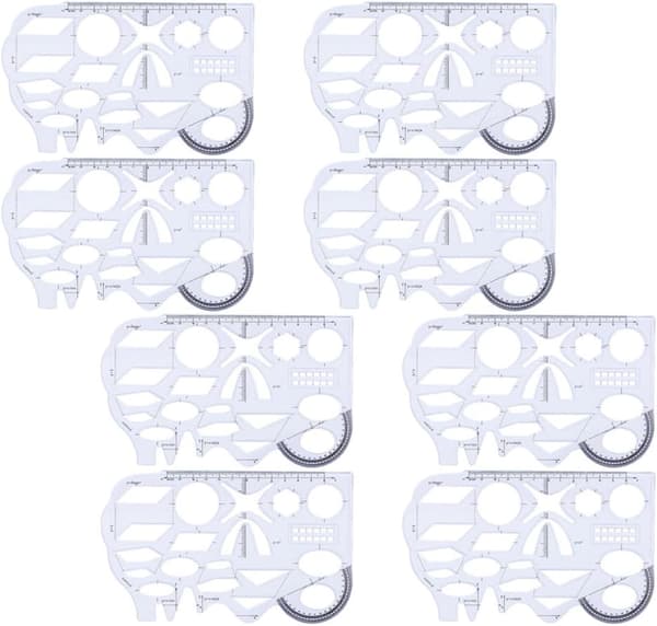 8 st geometrisk linjal ritmallar set multifunktionell arkitektskala linjal tekniska ritmaterial