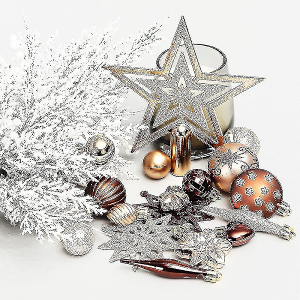 58 Julgranshängare Färgglada Okrossbara Julgranskulor Stjärnhängare (röd guld)bd-yuhao