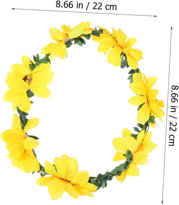 Solsikke krone hodebånd hårkrans for brudefestivaler blomsterhodeplagg solsikkedesign