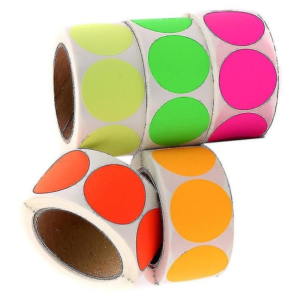 1'' runda färgkodande cirkelpricketiketter, 500 antal vardera, olika färger finns tillgängliga