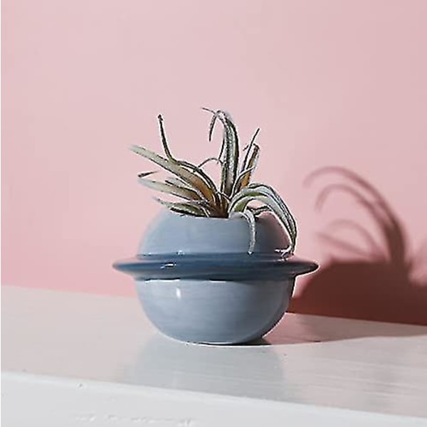 Sett med 2 keramiske blomsterpotter - For sukkulenter - Kreativ - Mini Planet - Dekorativ Blomst