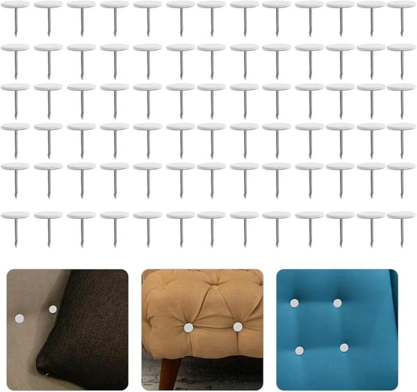 100 stk. hvite mini-møbelspiker for møbler, dekorative spiker for sofa- og stolpolstring, 11 mm x 13 mm