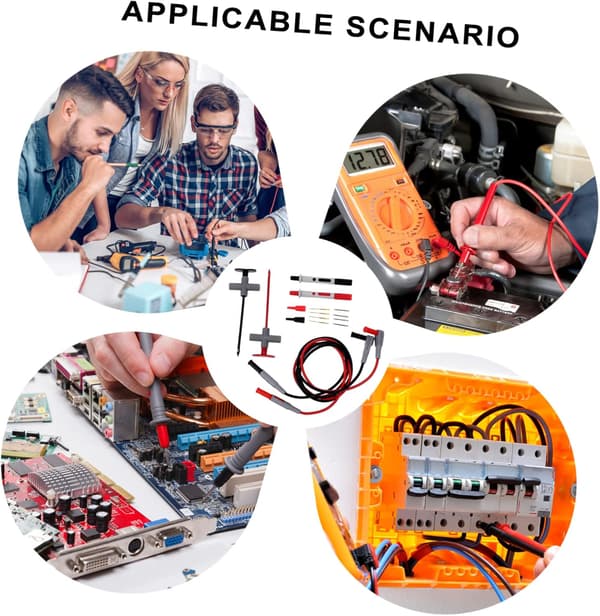 16 st testproberkit för spänningskretsmätare multimeterkablar krokodilklämmor för testkit