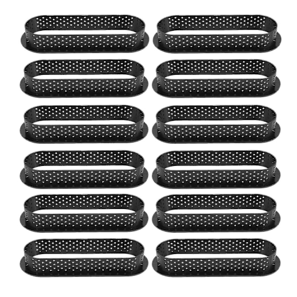 12 stycken ovala tårtformar, värmebeständiga, perforerade, non-stick, bakformar, tårtformar, mini C