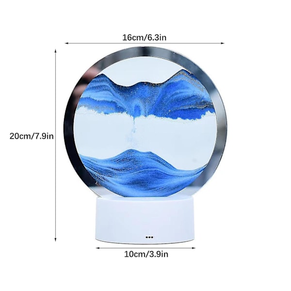 3D Bevegelig Sandkunst Timeglass LED Bordlampe
