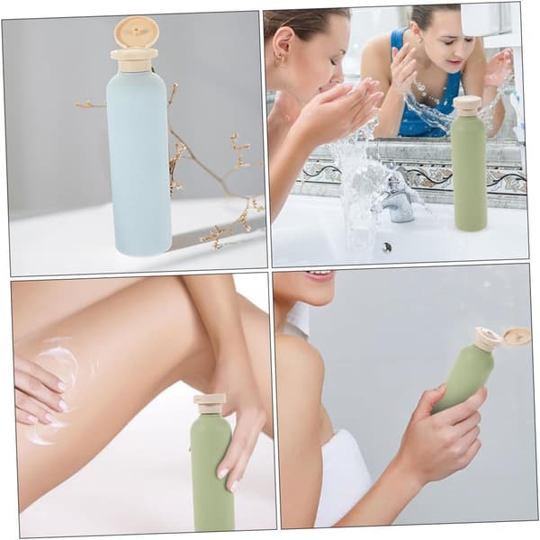 2 st påfyllningsbara plastflaskor för balsam och schampo 260 ml läckagesäker pumpdispenser