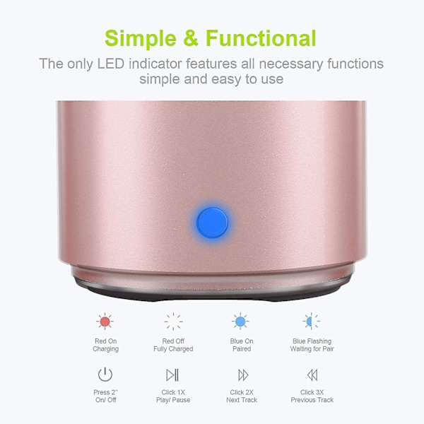 Aktiv Mini Bærbar Bluetooth-høyttaler med Ekstra Bass, 12 Timer Spilletid