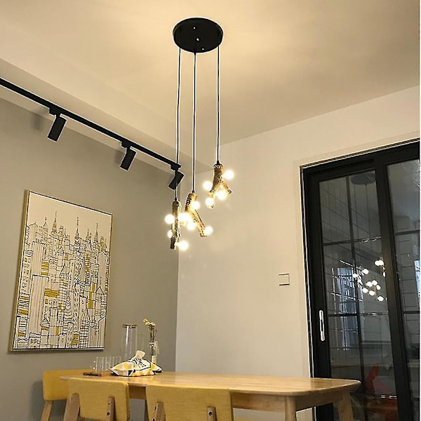 Hängande lampa i metall och trä, taklampa