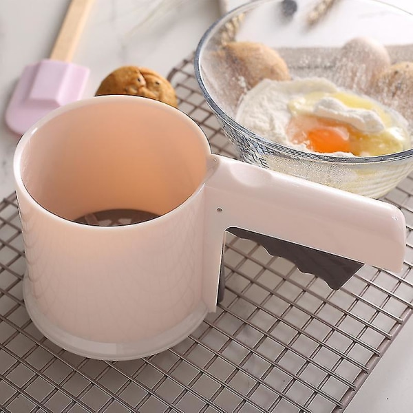 Halvautomatisk Handpressat Mjölsil, Rostfritt Stål, Kakao-pulver Sil, Tvättsbart Mjölsfilterkopp, Niuniu