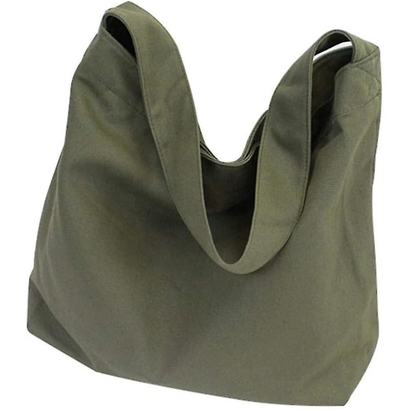 Fashion ensfarvet håndtaske, vaskbar taske, indkøbstaske, stor kapacitet, armygrøn