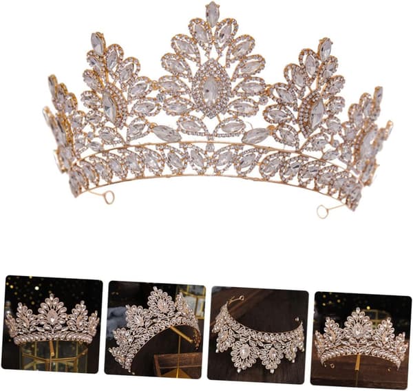Brude Rhinestone Tiara Krone Hodeplagg Lett Bryllupshårtilbehør