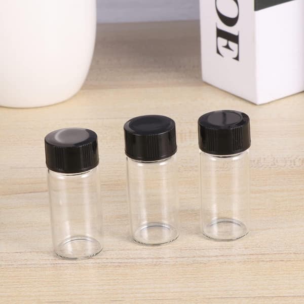 Högtransparens 5 ml glasflaskor med gängad kork, 20-pack förvaringsflaskor för labb