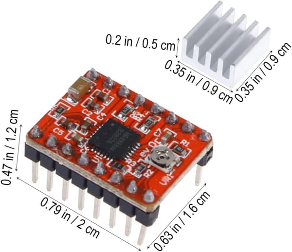 Stepper Motor Driver Modul A4988 med justerbar strøm og termisk nedlukning 3 stk.